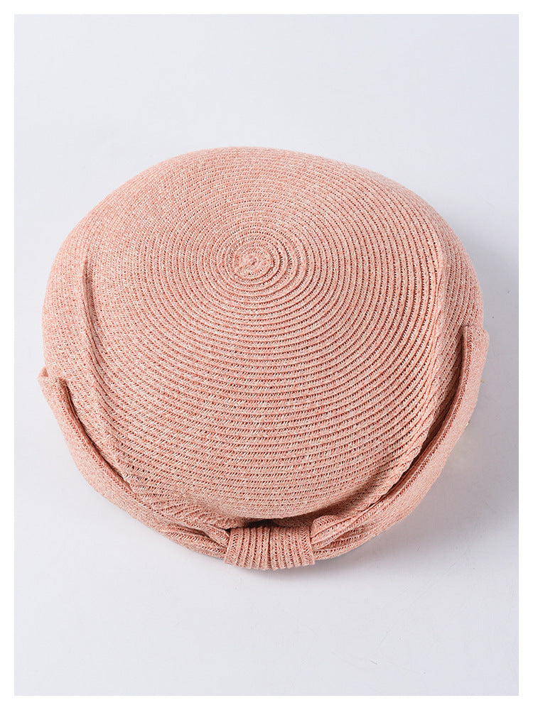 Japanese Straw Beret Summer Elegant Bow Straw Hat